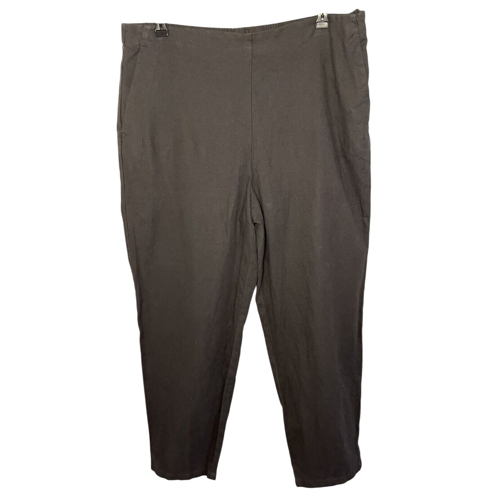 Eileen Fisher Pants Womens Large Gray Organic Cotton Hemp Stretch Tapered Slacks
